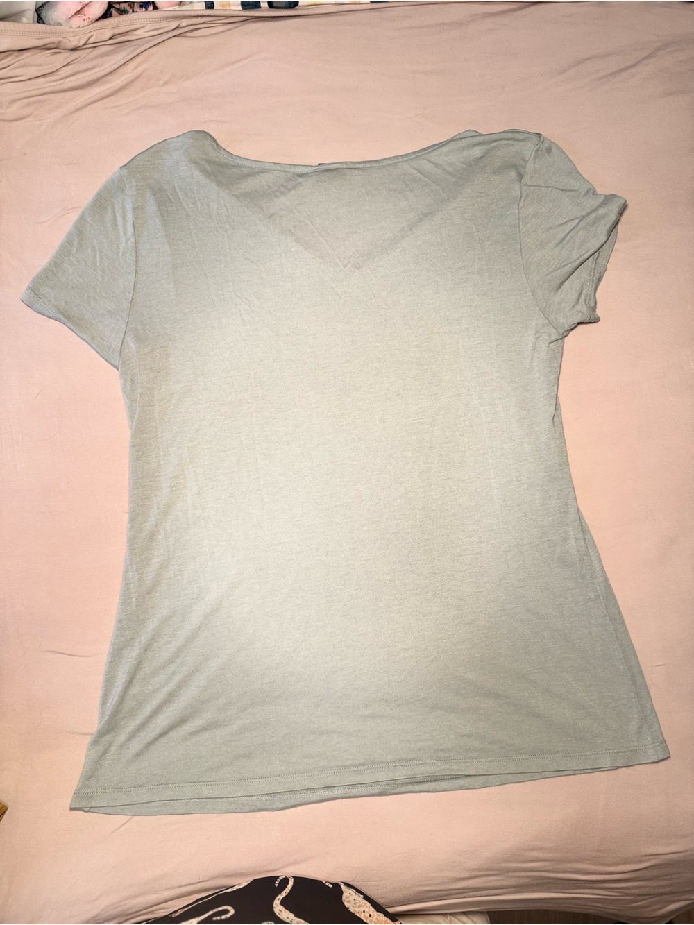 Magaschoni Casual Modal & Silk Blend Light Blue V‑Neck Short Sleeve Tee - Picture 5 of 5